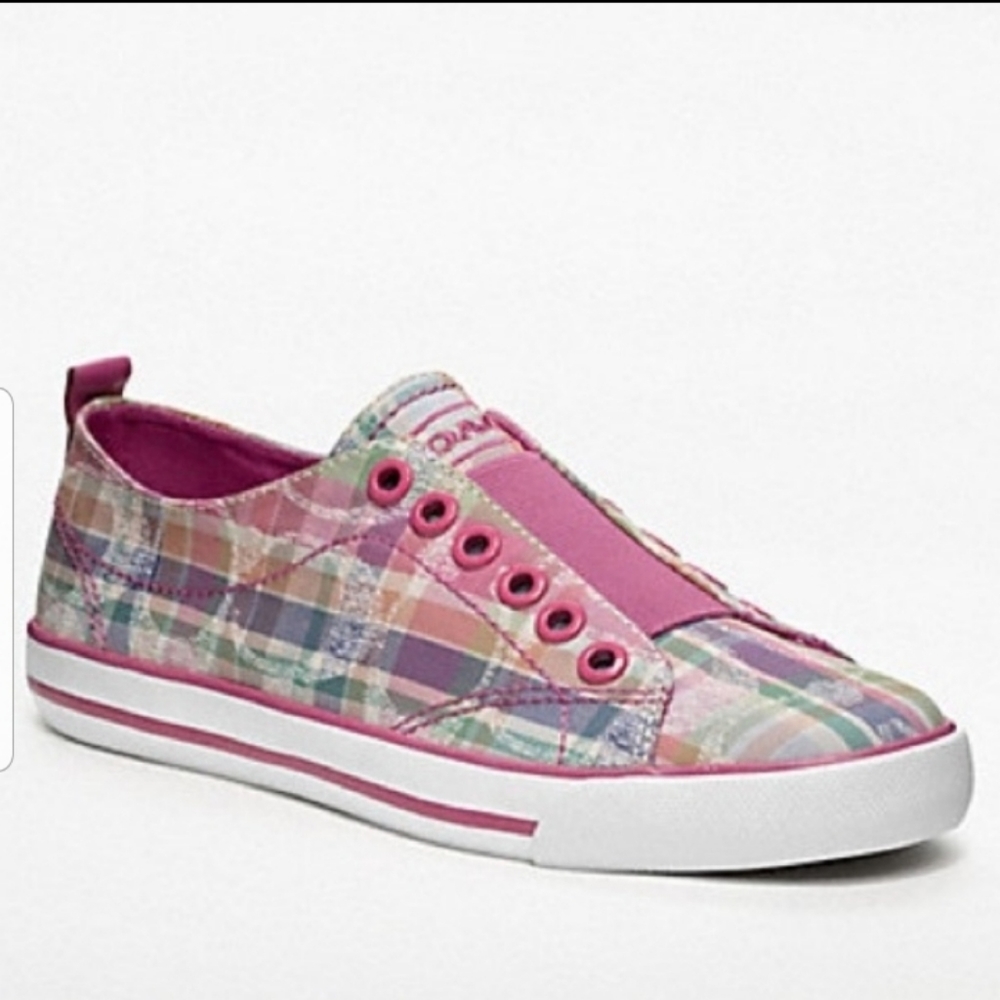 New Coach Summer Poppy Madras Beach Plaid Sneaker 7